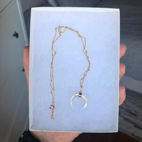 James Michelle Pearl Crescent Necklace 